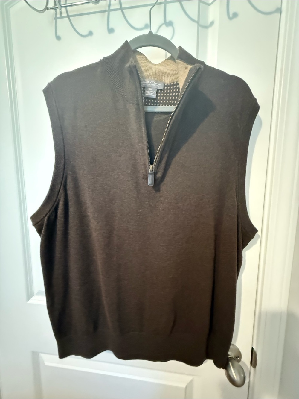 Daniel Cremieux Brown Sleeveless Half-Zip Sweater Vest